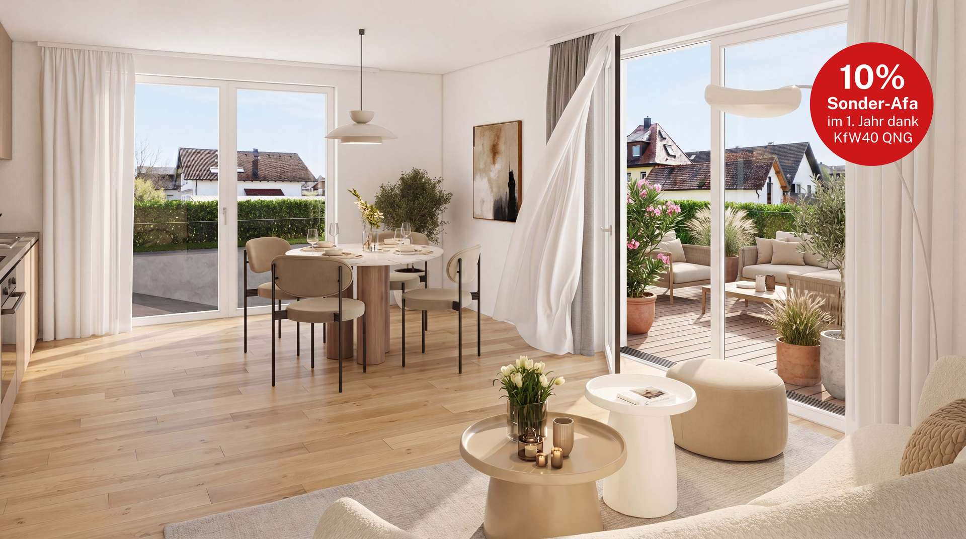 *KfW-40-QNG* Komfortabel! Hochwertige 3,5-Zimmer-Neubauwohnung mit herrlichem Sonnenbalkon